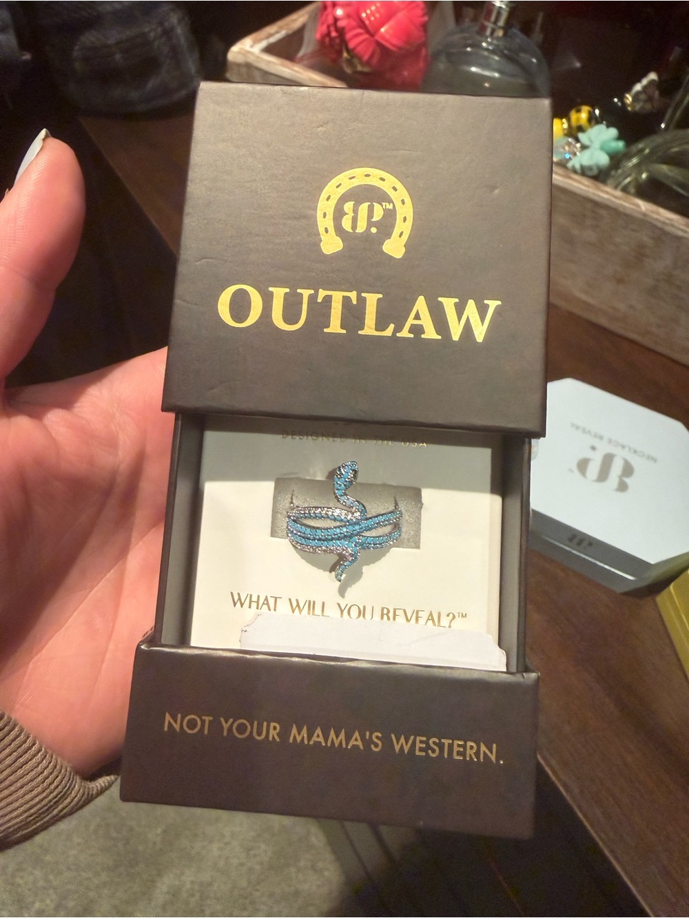 Outlaw Women's Blue Crystal Snake Ring - Blue sz 10